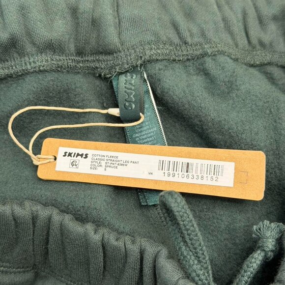 Skims Cotton Fleece Classic Straight Leg Pant in Spruce, Size Small - Picture 8 of 9